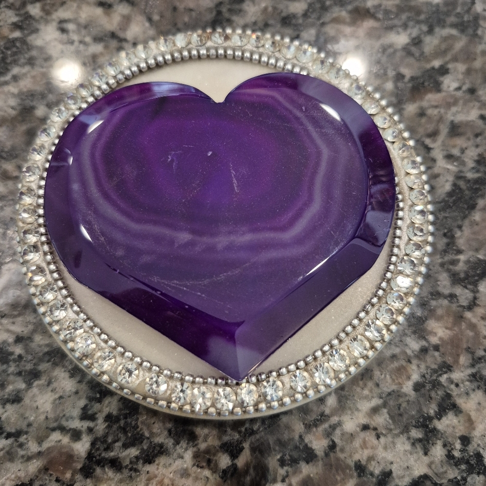 Purple Agate Natural Druzy Quartz Crystal Heart New #2 - Picture 4 of 7
